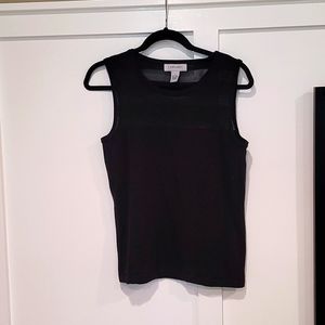 Carmen by Carmen Marc Valvo Sleeveless Sweater with Sheer Detail, Size L, Black